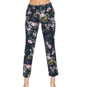 KENAR | Women’s Navy Floral-Print Ankle-Length Pants Size 12